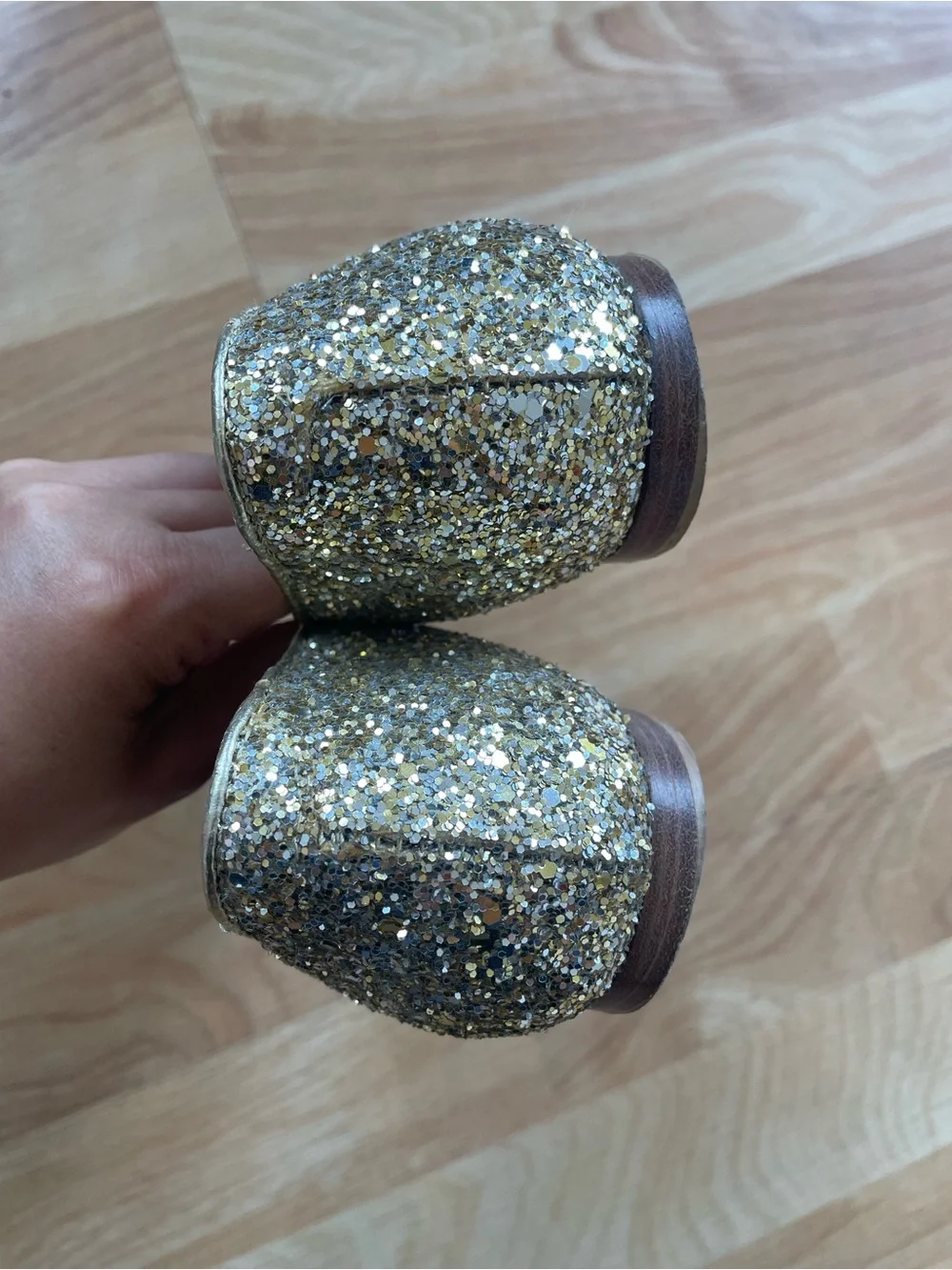 Chiara Ferragni Gold Glitter Loafers with Hot Dog & Rocket Patches